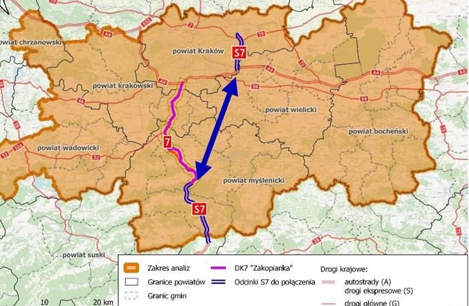 Transprojekt Gdański ma wytyczyć S7 Kraków – Myślenice 