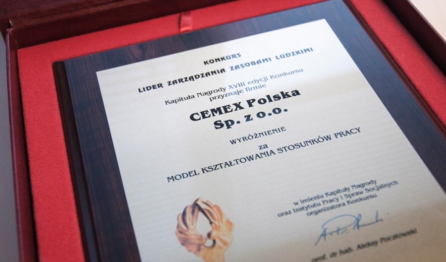 CEMEX Polska wyróżniony w XVIII edycji konkursu Lider Zarządzania Zasobami Ludzkimi CEMEX Polska wyróżniony w XVIII edycji konkursu Lider Zarządzania Zasobami Ludzkimi