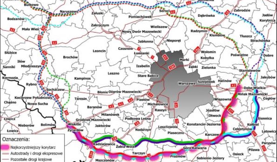Autostradowa Obwodnica Aglomeracji Warszawskiej może mieć 98 km Autostradowa Obwodnica Aglomeracji Warszawskiej może mieć 98 km