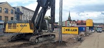 Palisada zabezpieczająca wykop dla budowy linii tramwajowej w Bydgoszczy 