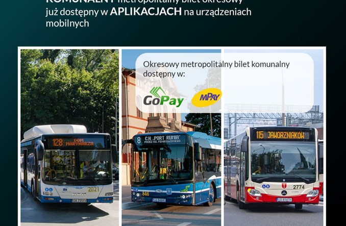 Metropolitalny komunalny bilet miesięczny dostępny przez aplikacje mobilne