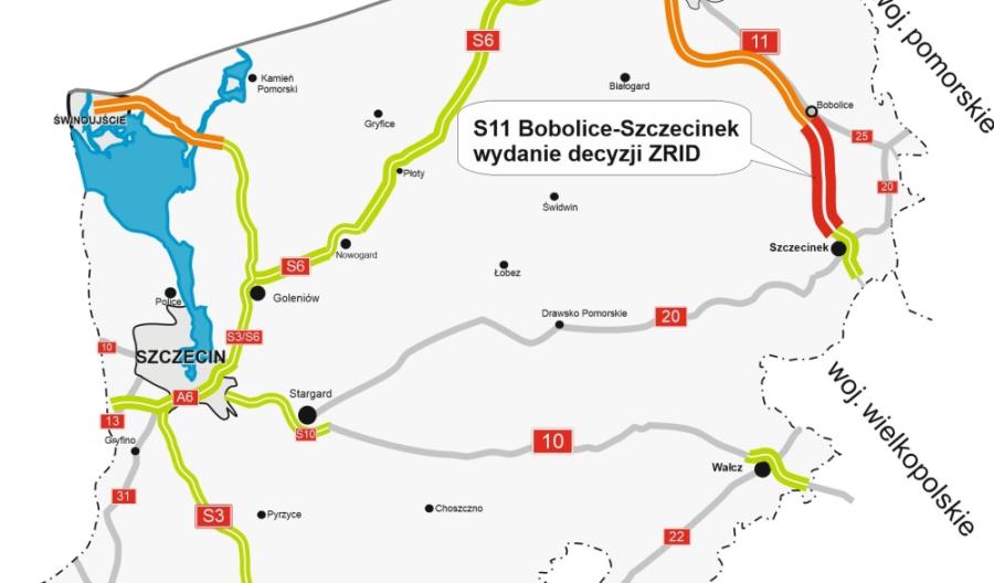 Jest ZRID dla S11 Bobolice-Szczecinek. To ostatni fragment drogi w woj. zachodniopomorskim Jest ZRID dla S11 Bobolice-Szczecinek. To ostatni fragment drogi w woj. zachodniopomorskim