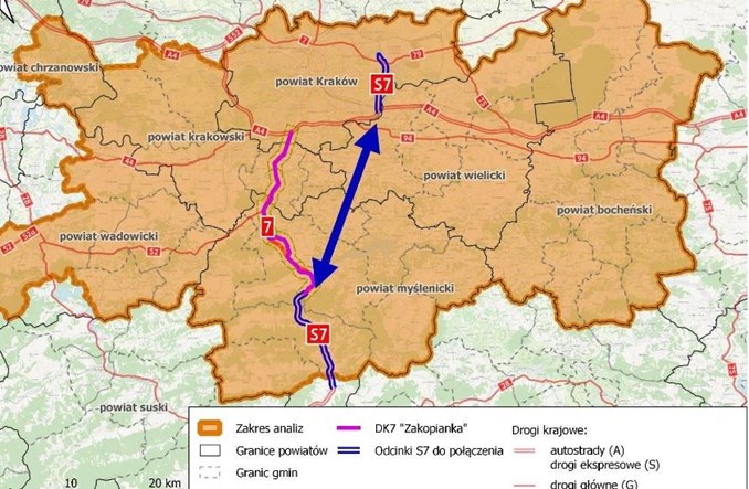 S7 Myślenice – Kraków. GDDKiA rusza z przetargiem na studium 