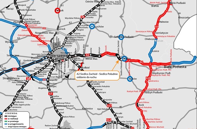 Pierwszy z odcinków A2 za Mińskiem Maz. oddany do ruchu 