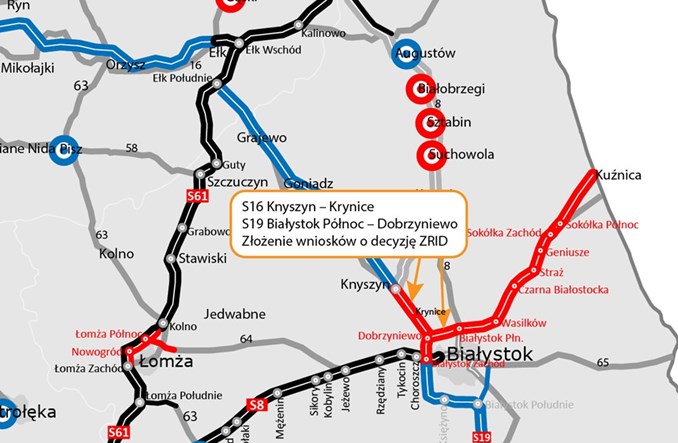 Dwa fragmenty ekspresówek koło Białegostoku zaprojektowane 
