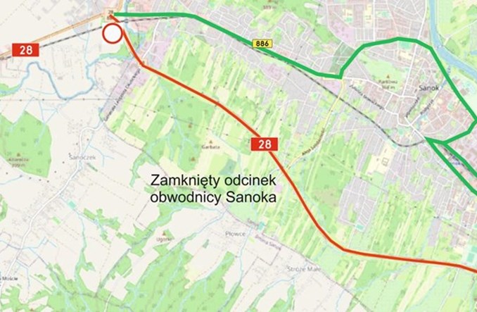 Obwodnica Sanoka zamknięta na tydzień