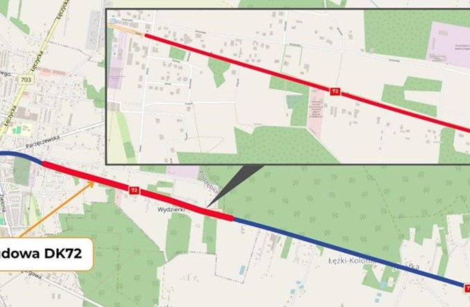 Będzie rozbudowa DK-72 w Poddębicach