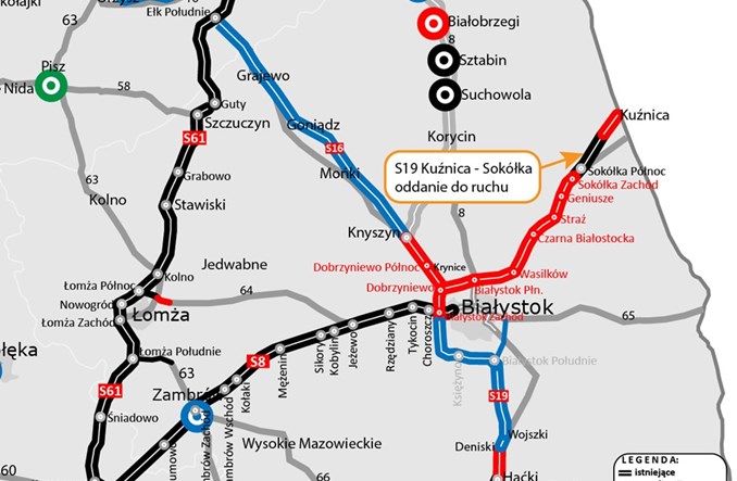 Kierowcy wjechali na S19 koło Sokółki 