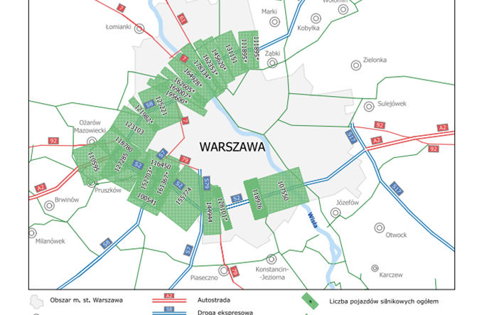 Drogi wokół Warszawy najbardziej obciążone w Polsce