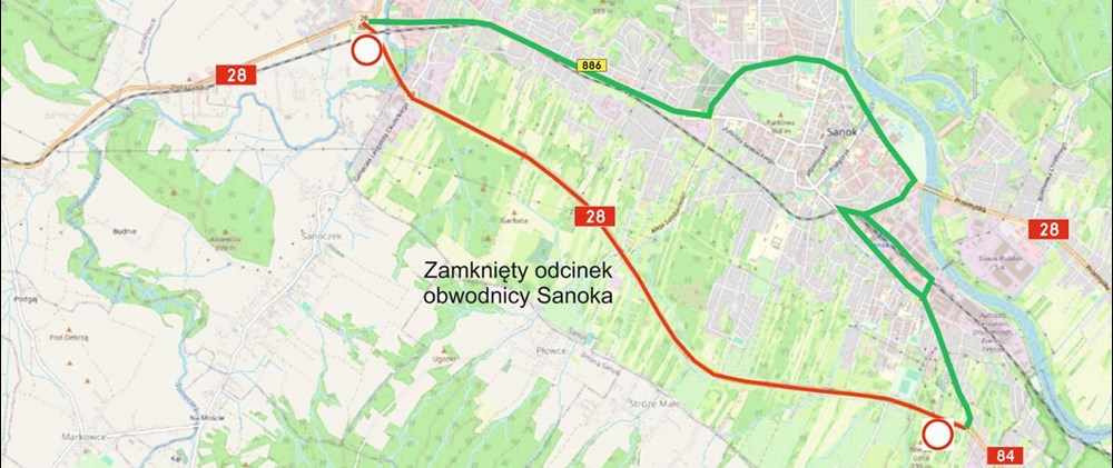 Obwodnica Sanoka zamknięta na tydzień