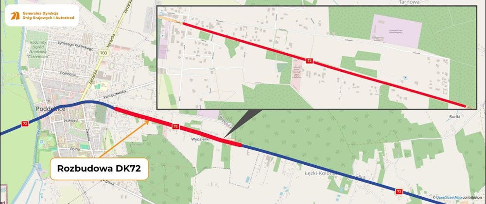 Będzie rozbudowa DK-72 w Poddębicach