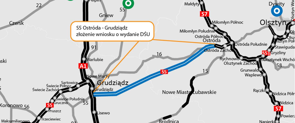 Wnioski o DŚU dla S5 Ostróda – Grudziądz
