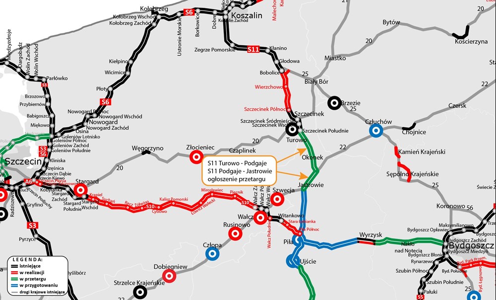 Szukają wykonawców dla S11 od Turowa do Jastrowia. Dwa odcinki w przetargu