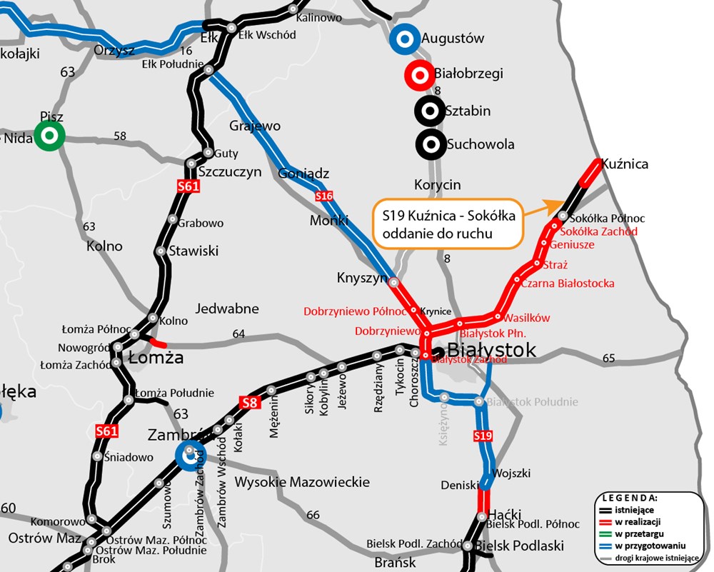 Kierowcy wjechali na S19 koło Sokółki