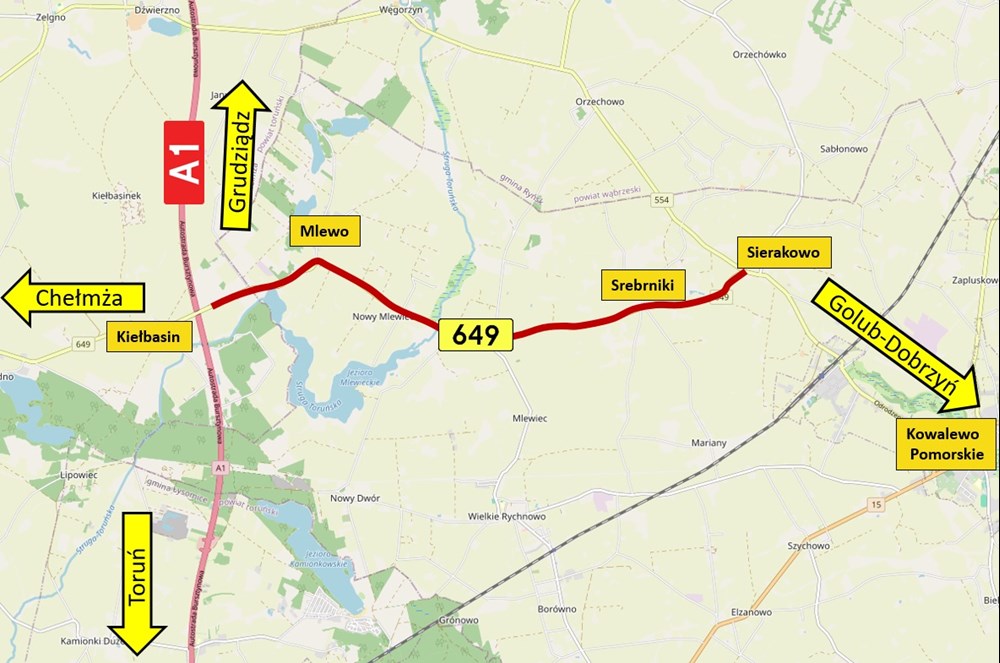 Kujawsko-pomorskie. Przygotowania do przebudowy drogi przy A1