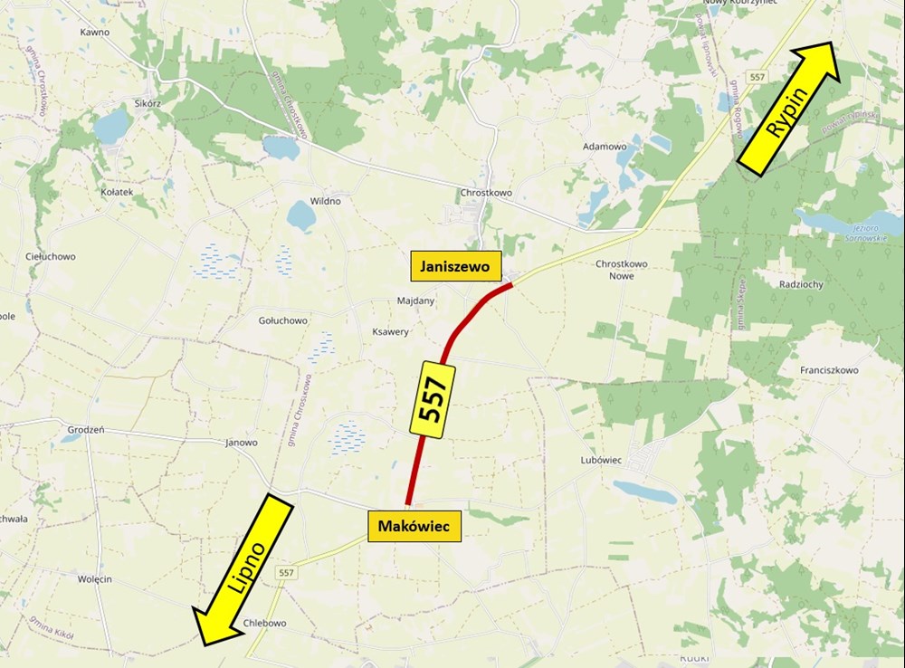 Kujawsko-pomorskie. Kontynuacja przebudowy odcinka drogi Rypin – Lipno